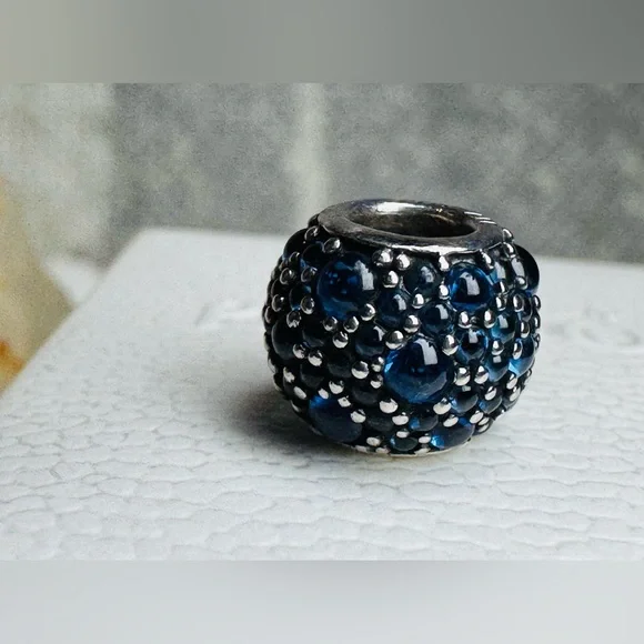 Authentic Retired Pandora Shimmering Droplets with London Blue Crystal S925 Ale - Picture 12 of 12